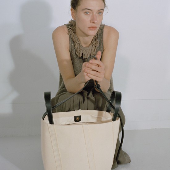 Raw-edged canvas tote bag cross-body cowhide - Memoo.com